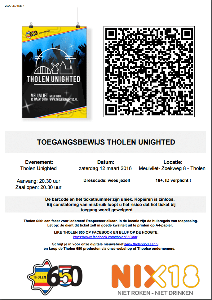 ticketsysteem ticket-tholen-unighted